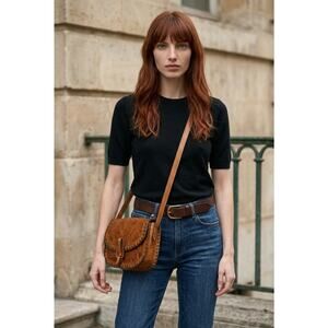 NWT Patricia Nash Barcellona Saddle Bag Burnished Tooled Italian Brown Leather